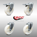 Service Caster 5 Inch SS Nylon Wheel Swivel Bolt Hole Caster Set with 2 Total Lock Brakes SCC SCC-SSBHTTL20S514-NYS-2-S-2